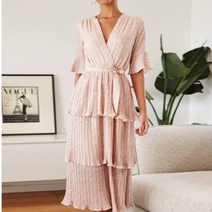 V neck layered floral dress